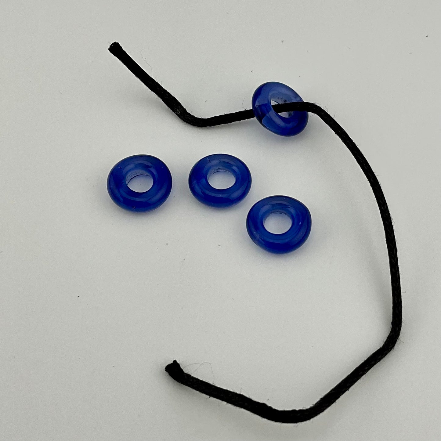 4 Blue Glass Spacer Beads