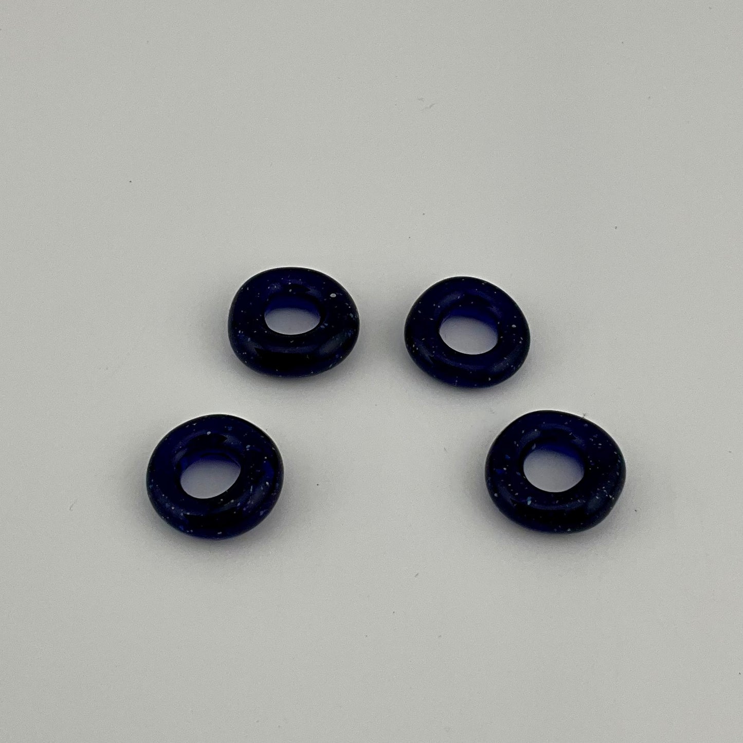 4 Blue Blizzard Glass Spacer Beads - JeffBeckerGlass.com