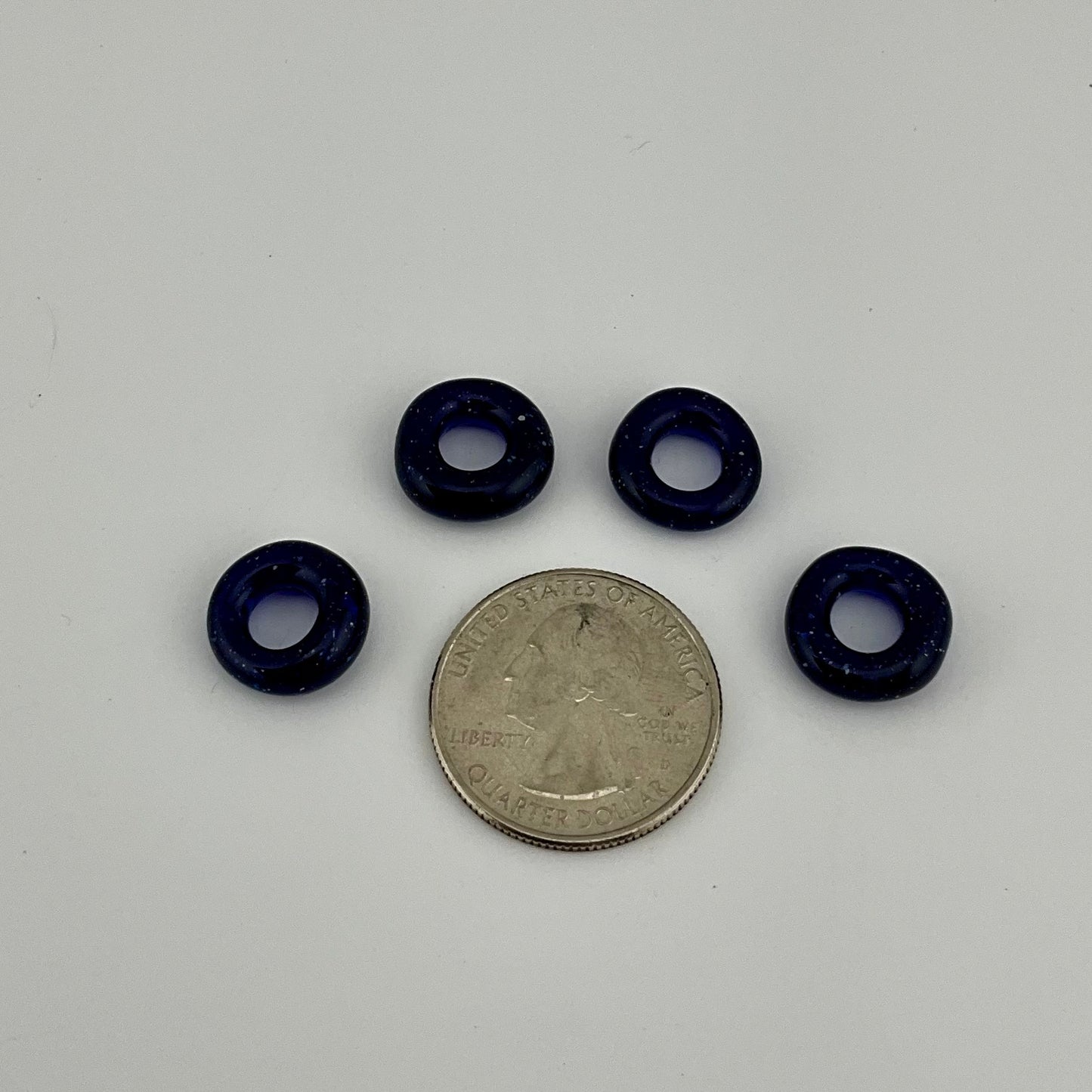 4 Blue Blizzard Glass Spacer Beads