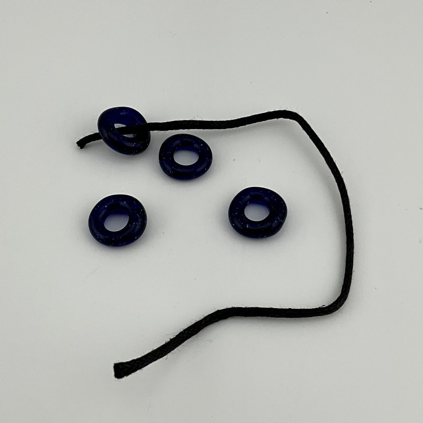 4 Blue Blizzard Glass Spacer Beads - JeffBeckerGlass.com