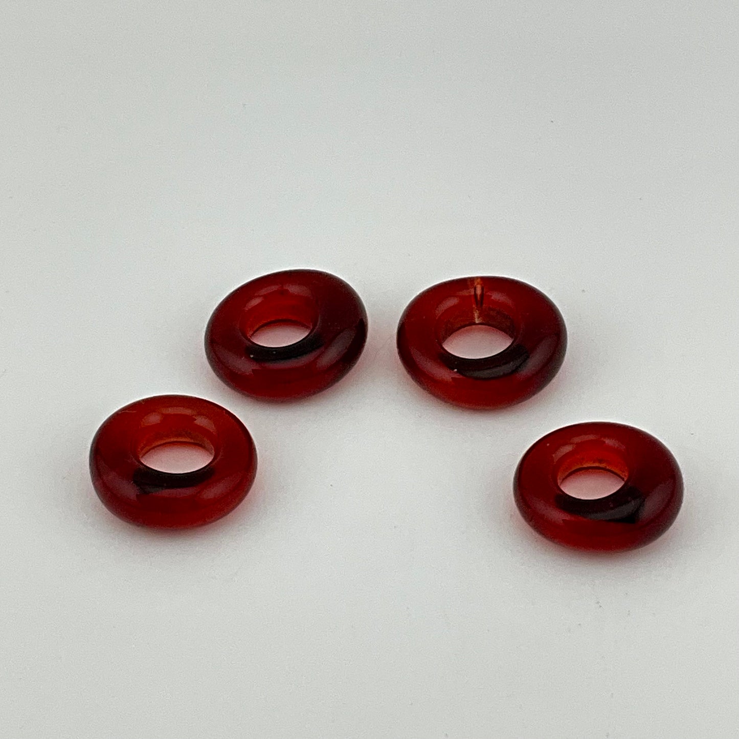 4 Red Glass Spacer Beads