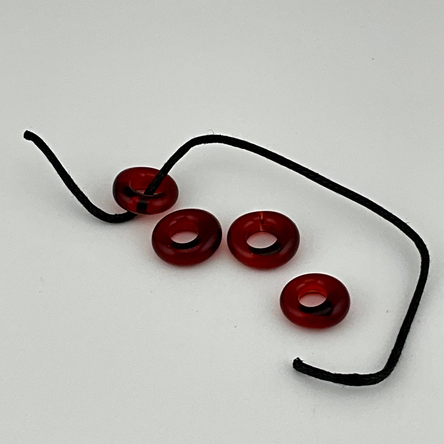 4 Red Glass Spacer Beads