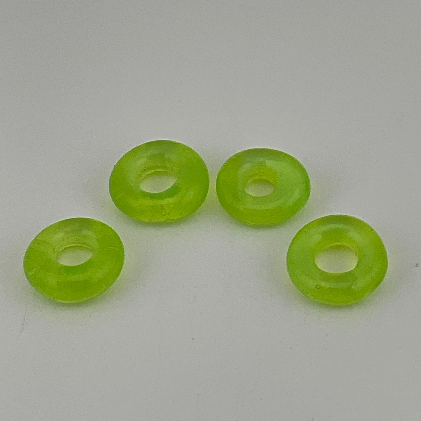 4 Slime Green Glass Spacer Beads