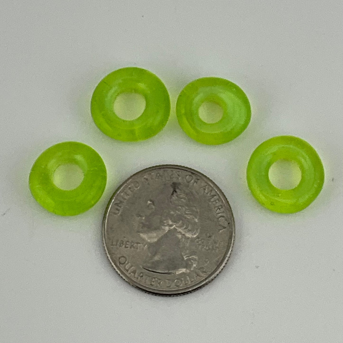 4 Slime Green Glass Spacer Beads