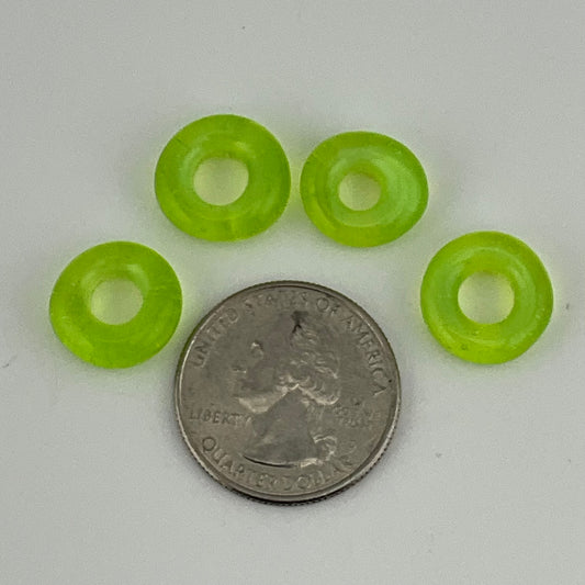 4 Slime Green Glass Spacer Beads - JeffBeckerGlass.com