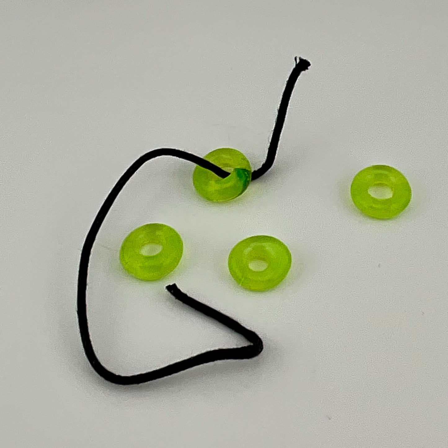4 Slime Green Glass Spacer Beads