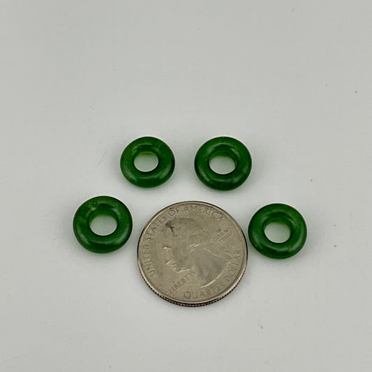 4 Sparkly Green Glass Spacer Beads - JeffBeckerGlass.com