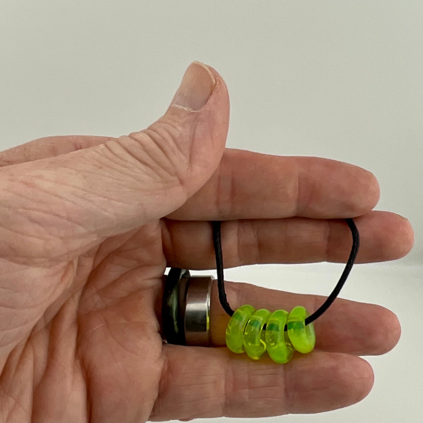 4 Slime Green Glass Spacer Beads