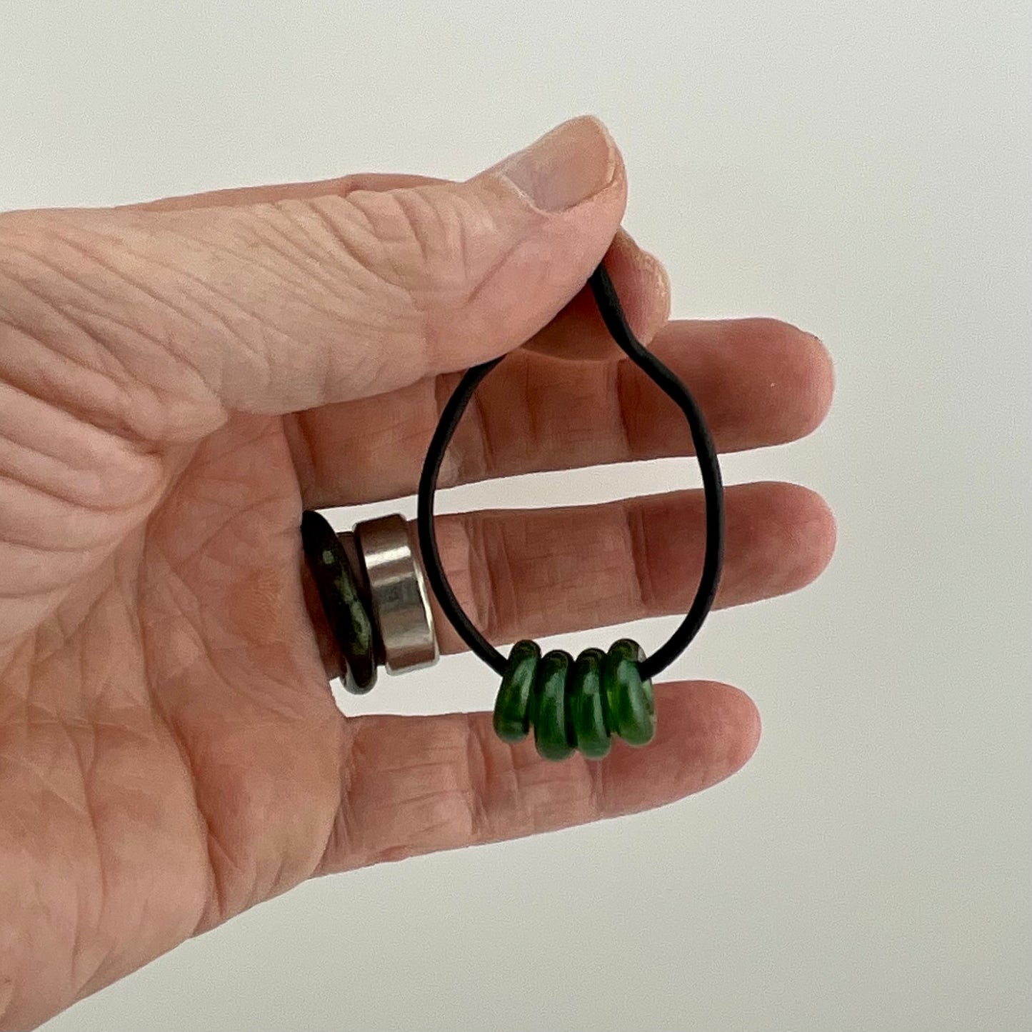 4 Sparkly Green Glass Spacer Beads