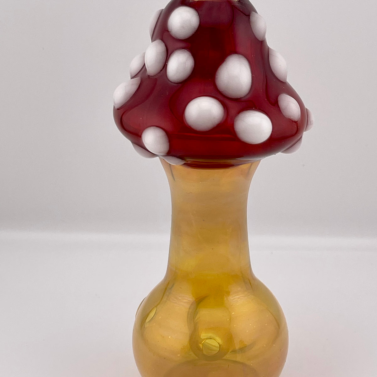 Mushroom Silver Fumed Spoon Pipe with glow n the dark marbles 2