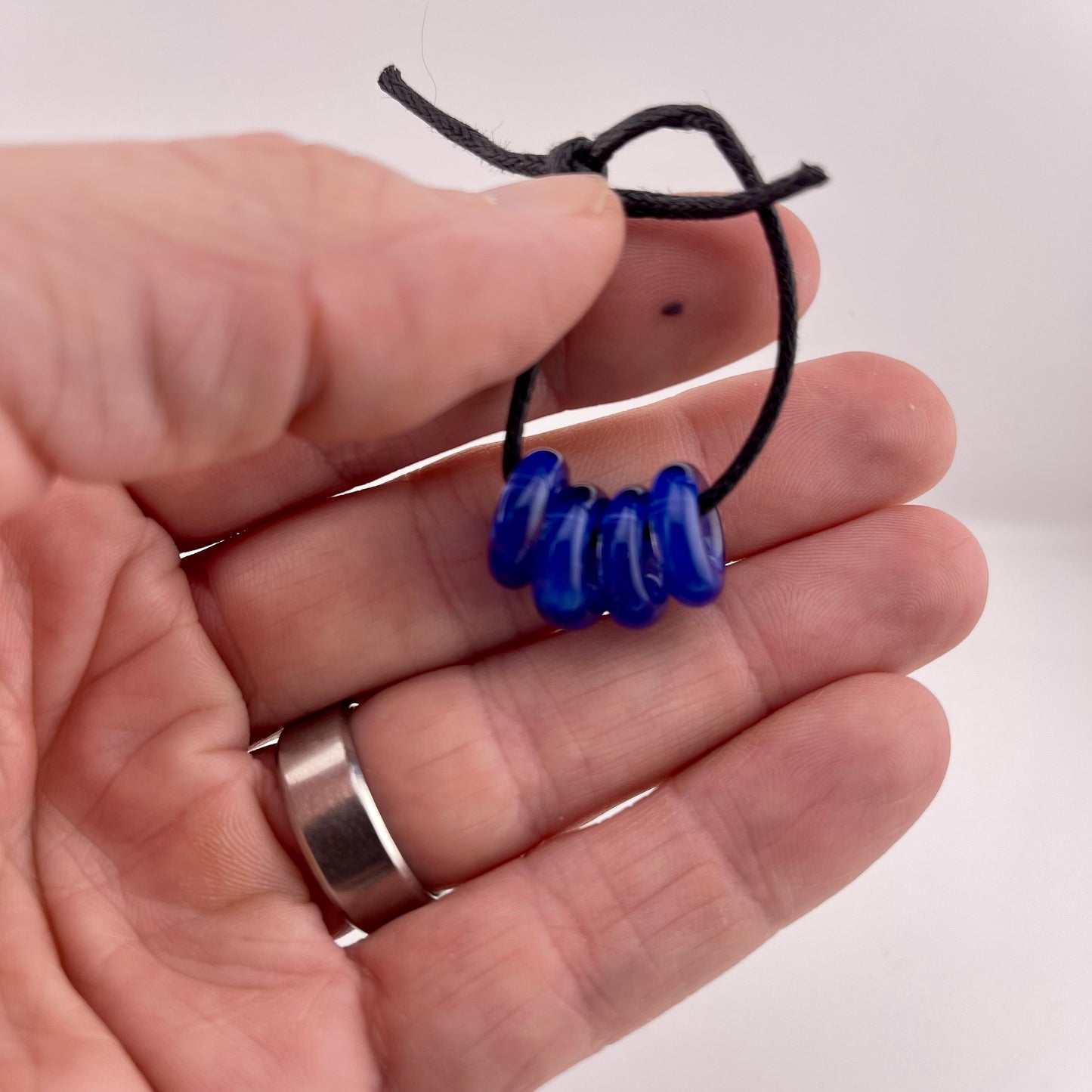 4 Blue Glass Spacer Beads