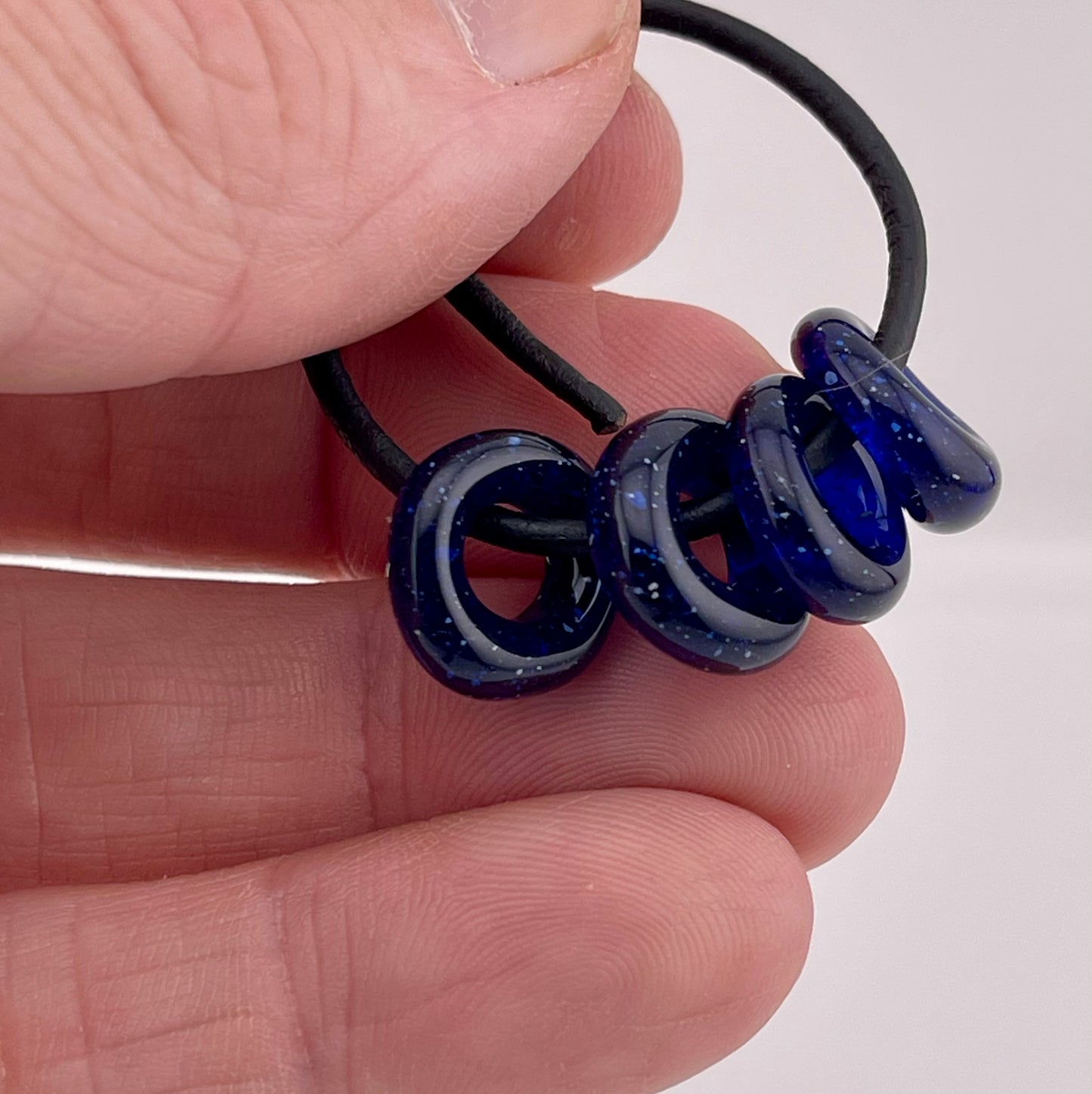 4 Blue Blizzard Glass Spacer Beads - JeffBeckerGlass.com