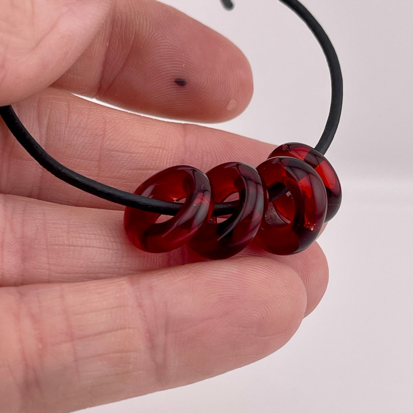 4 Red Glass Spacer Beads - JeffBeckerGlass.com