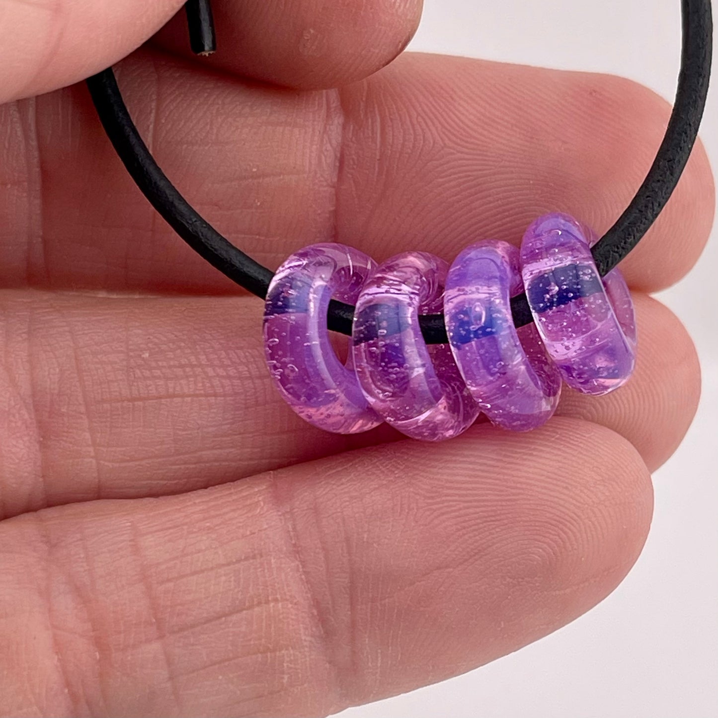 4 Pink Slime Glass Spacer Beads - JeffBeckerGlass.com