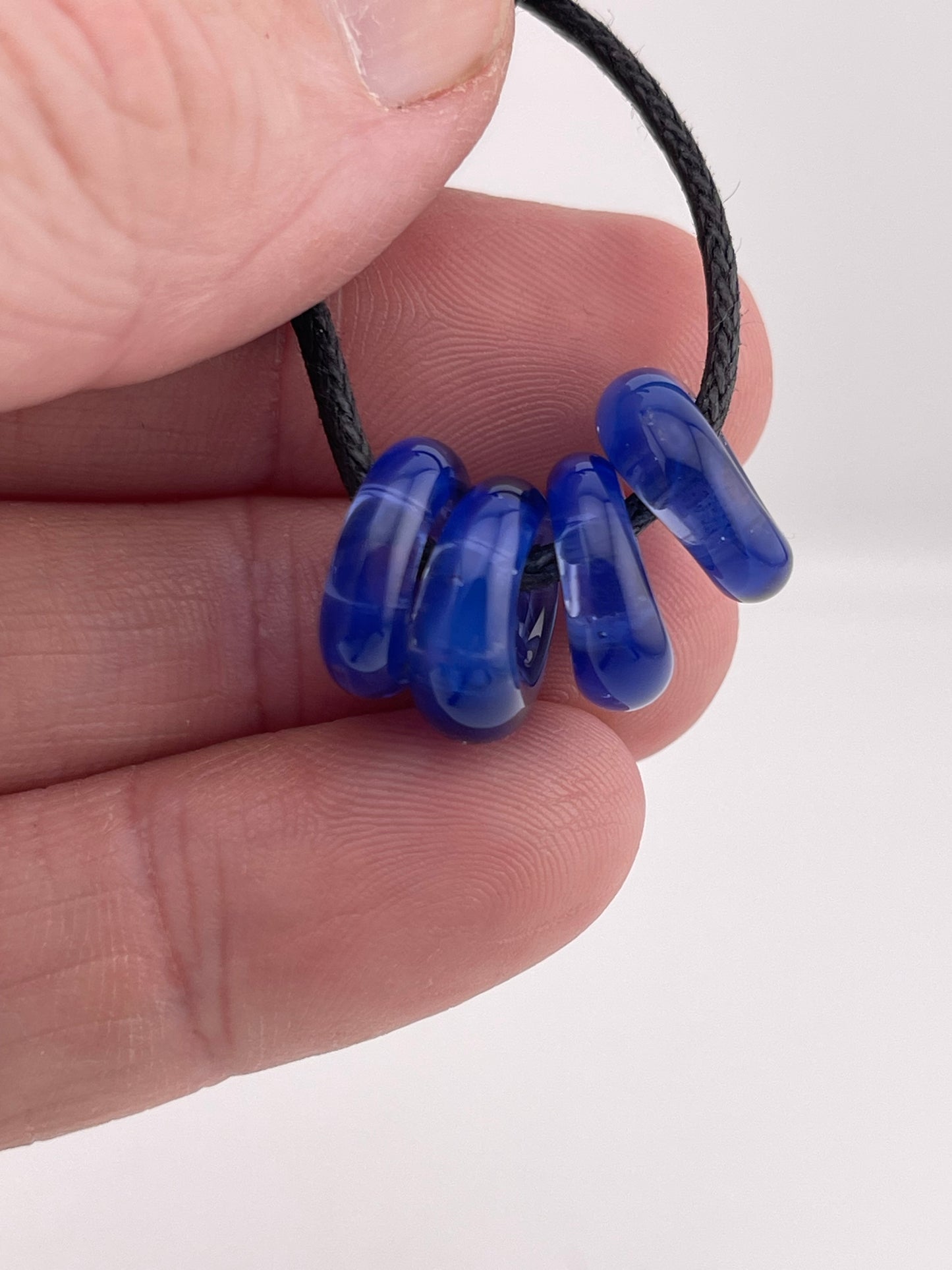 4 Blue Glass Spacer Beads