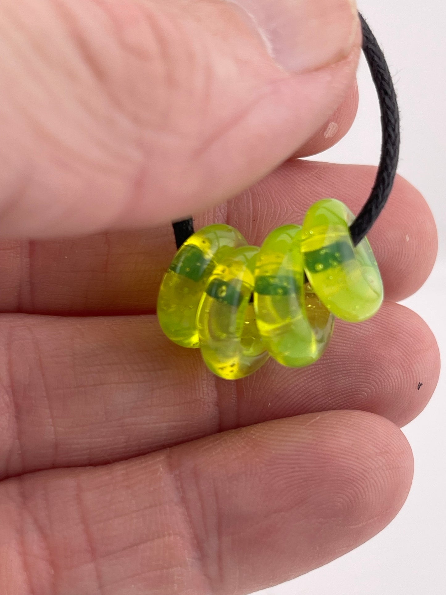 4 Slime Green Glass Spacer Beads - JeffBeckerGlass.com