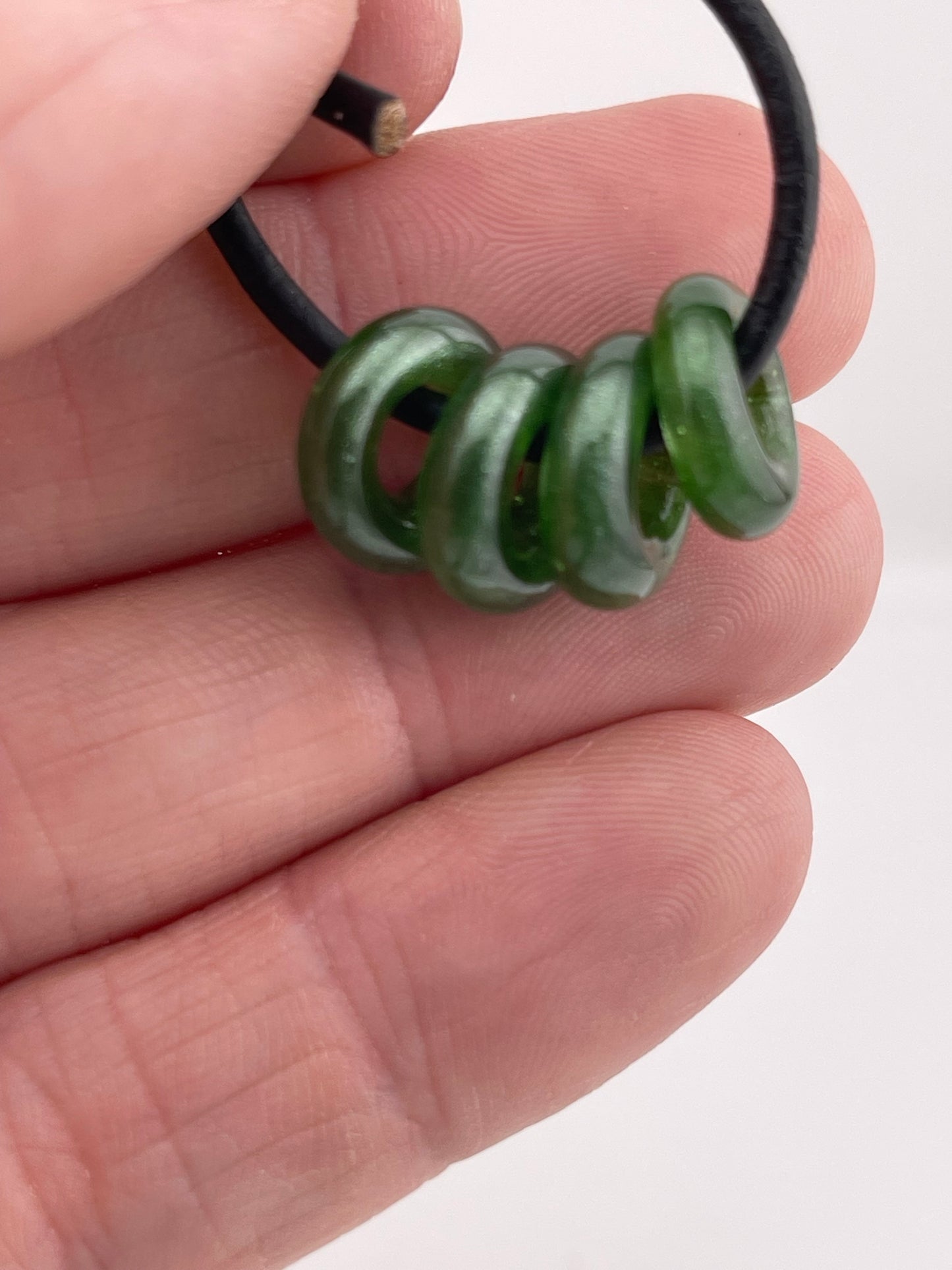 4 Sparkly Green Glass Spacer Beads - JeffBeckerGlass.com