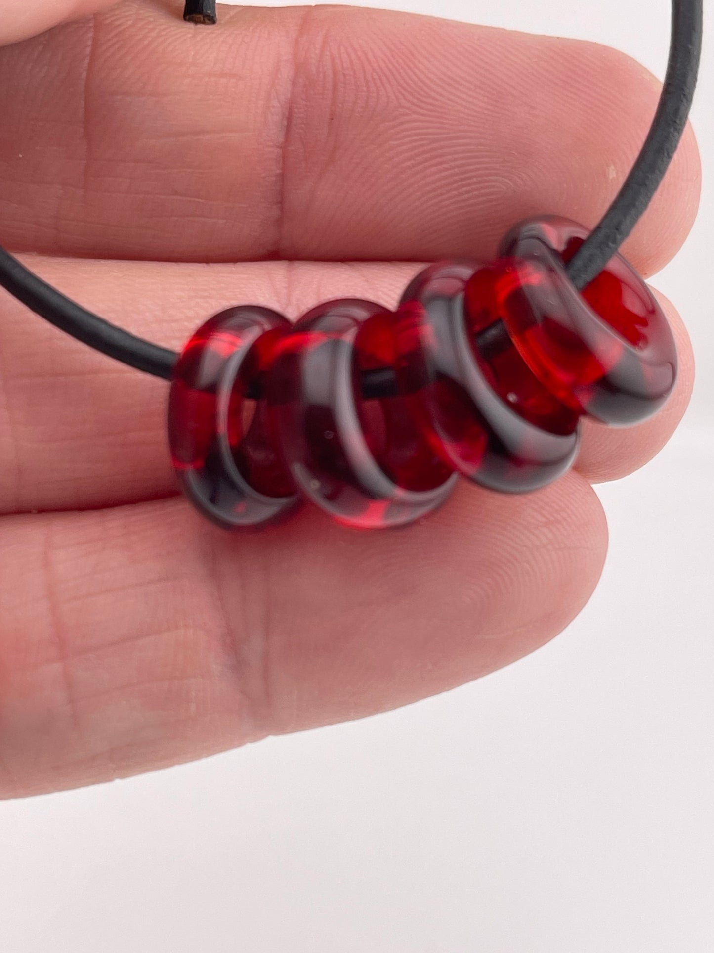 4 Red Glass Spacer Beads