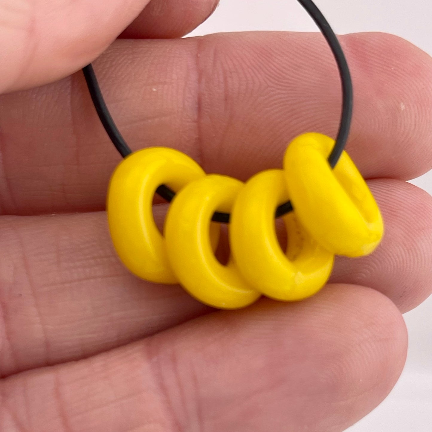 4 Yellow Glass Spacer Beads - JeffBeckerGlass.com
