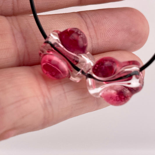 2 Clear beads with Gold Ruby marbles - JeffBeckerGlass.com