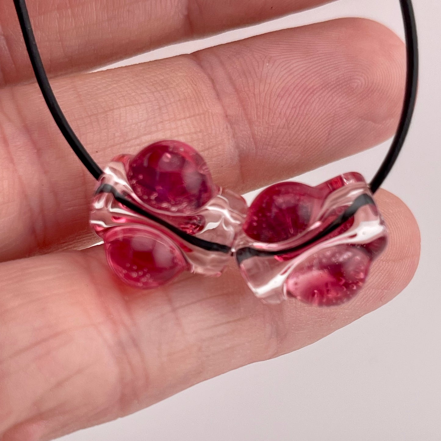 2 Clear beads with Gold Ruby marbles