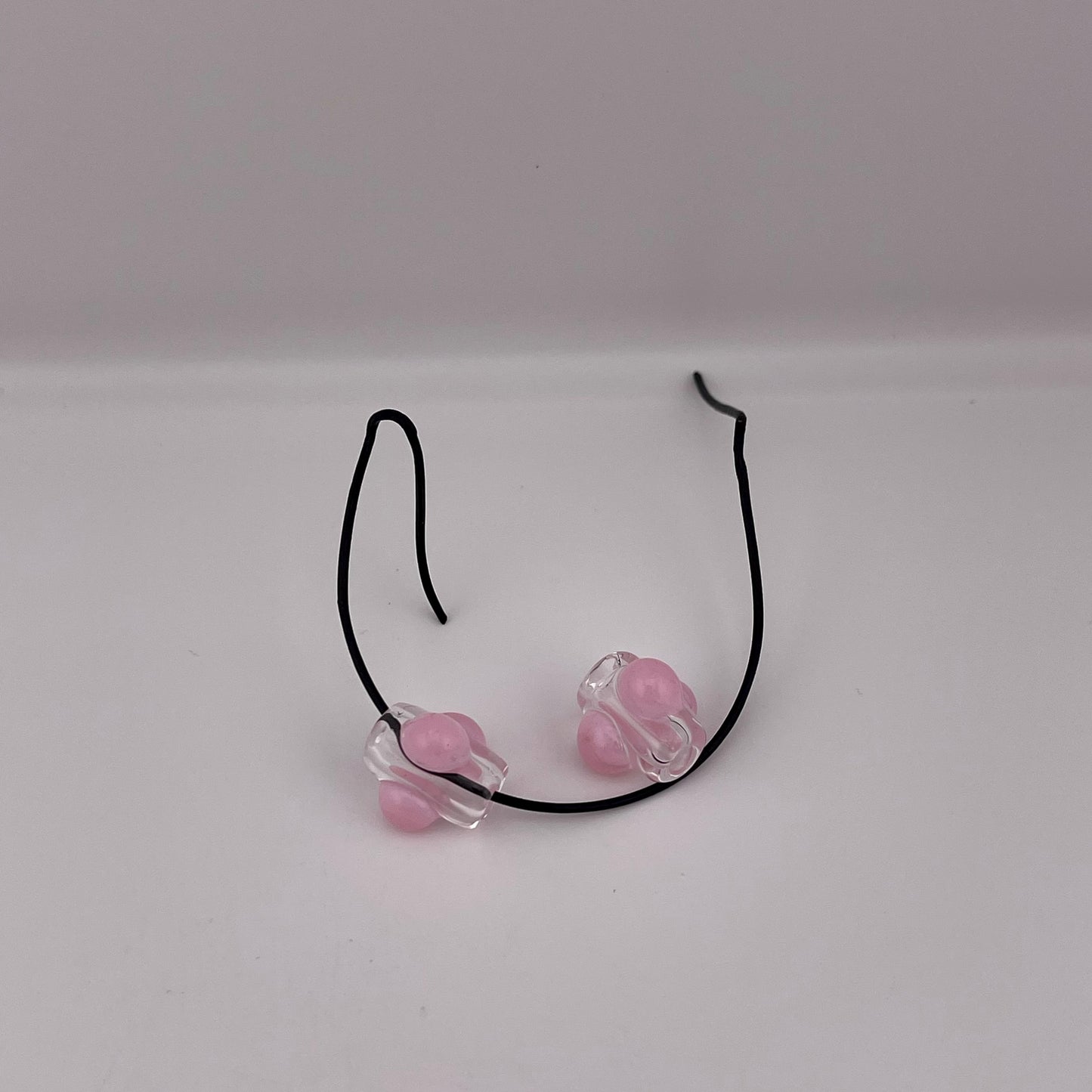 2 Clear beads with Cadillac Pink marbles