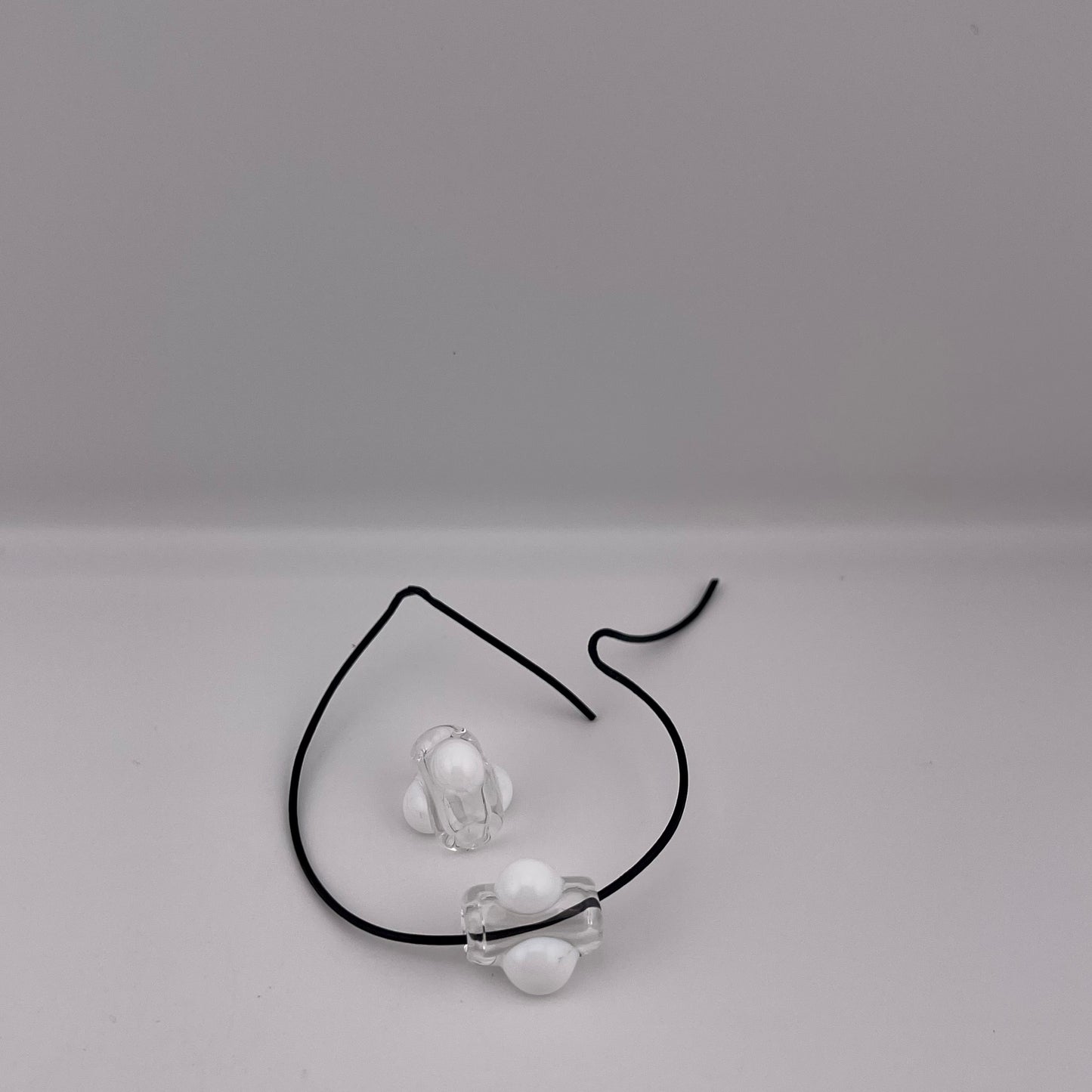 2 Clear beads with White marbles - JeffBeckerGlass.com