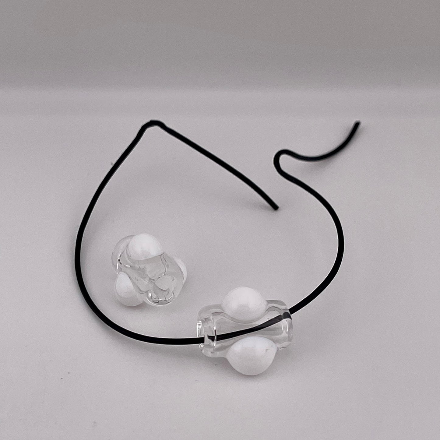 2 Clear beads with White marbles - JeffBeckerGlass.com