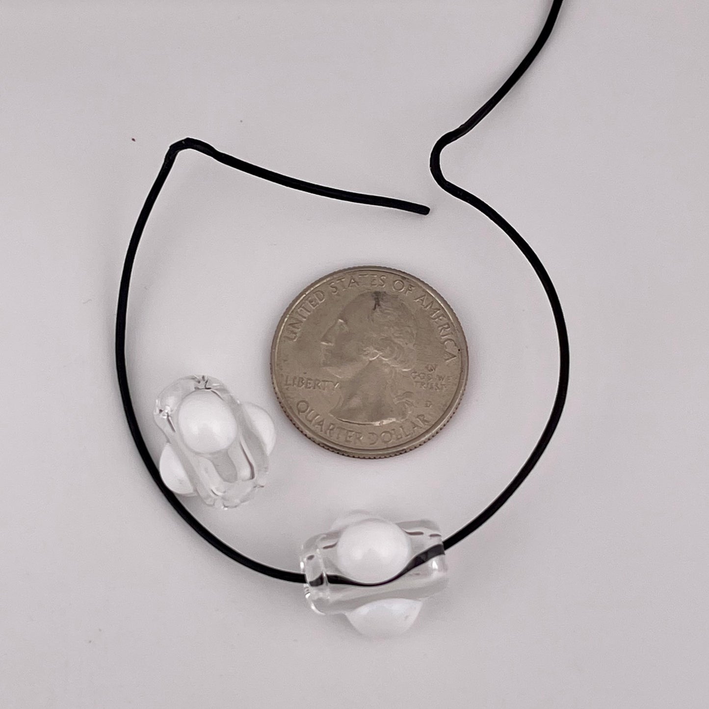 2 Clear beads with White marbles - JeffBeckerGlass.com