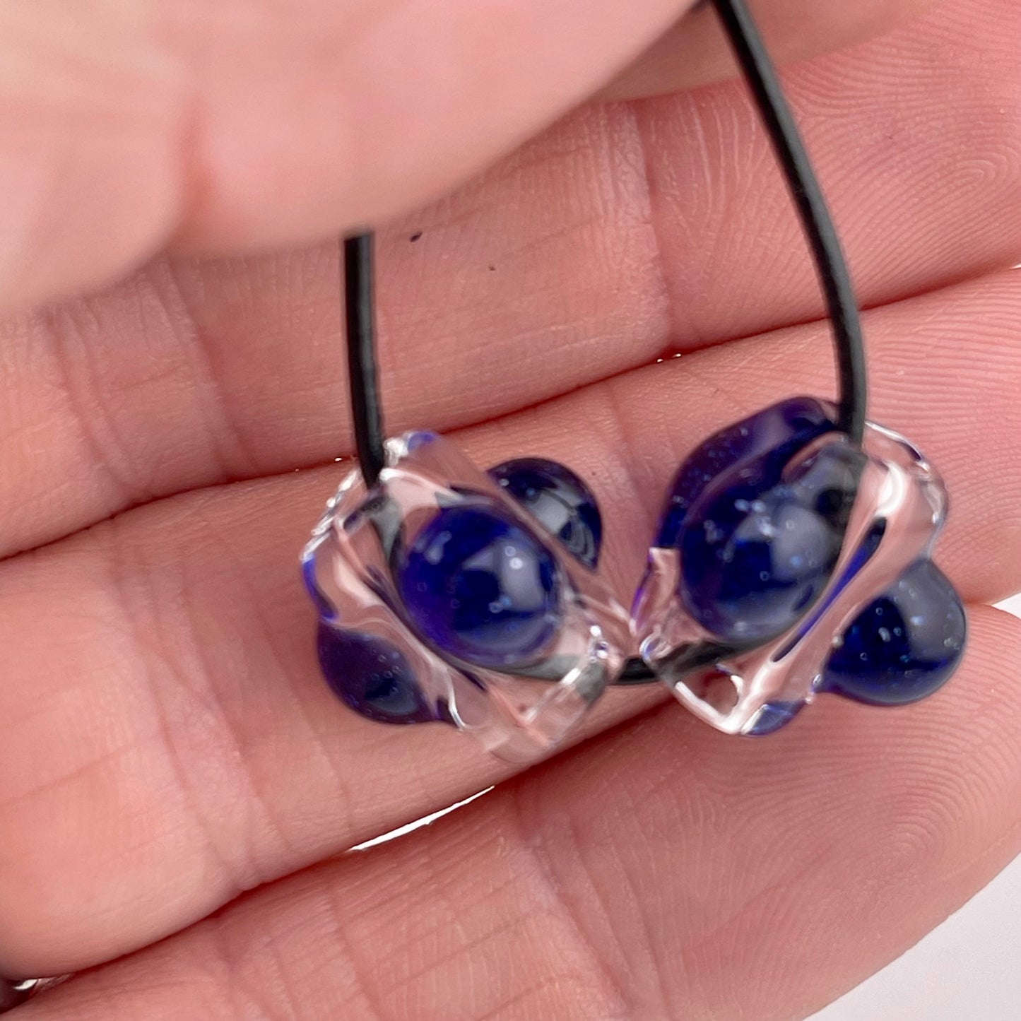 2 Clear beads with Blizzard Blue marbles