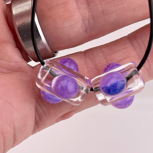 2 Clear beads with Pink Slime marbles - JeffBeckerGlass.com