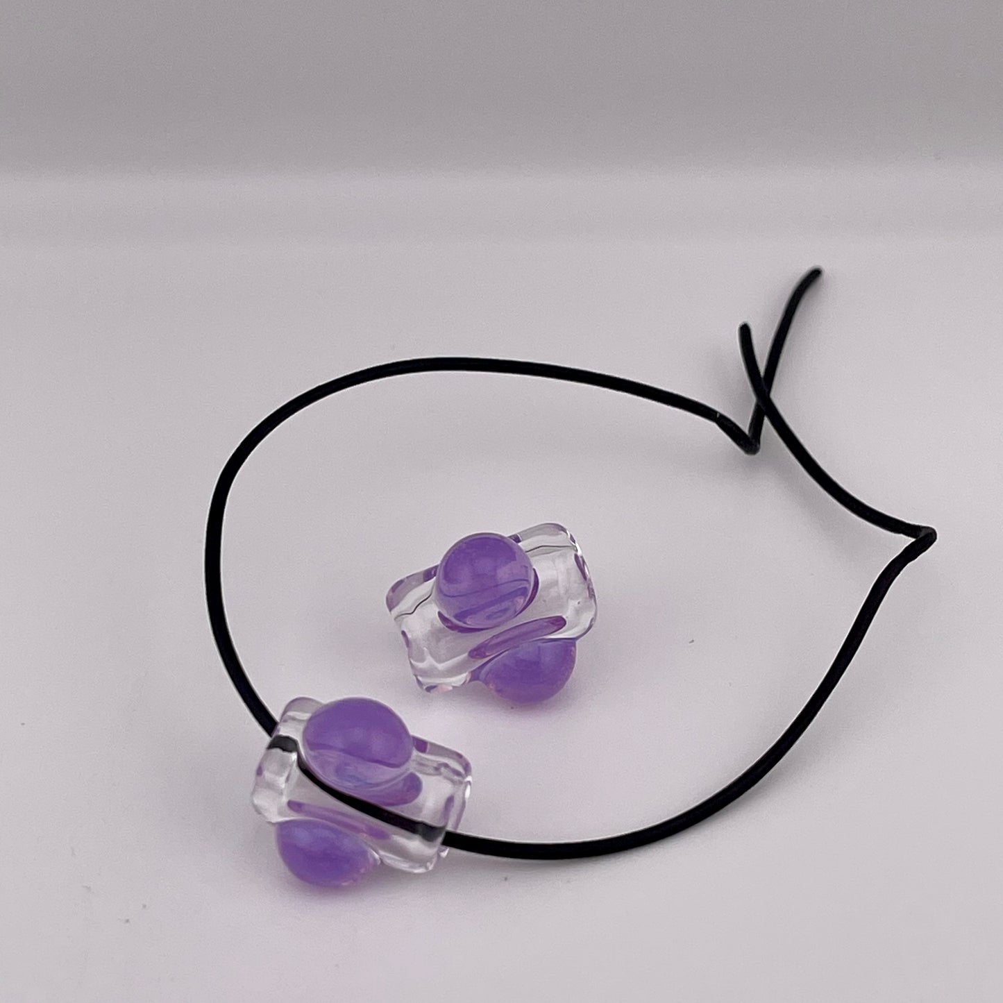 2 Clear beads with Pink Slime marbles