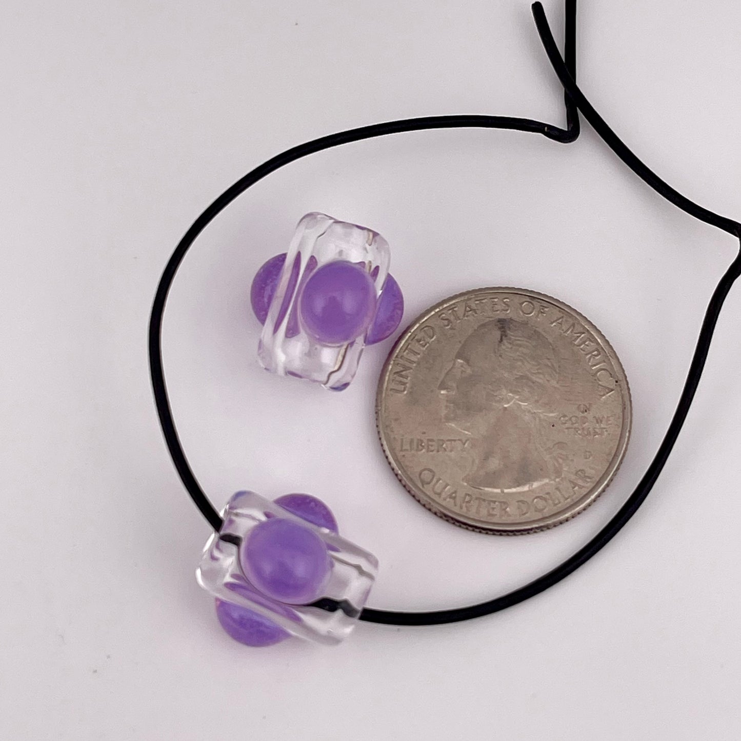 2 Clear beads with Pink Slime marbles