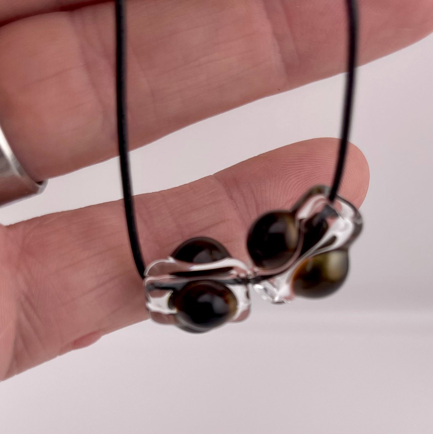 2 Clear beads with Gold Bronze marbles