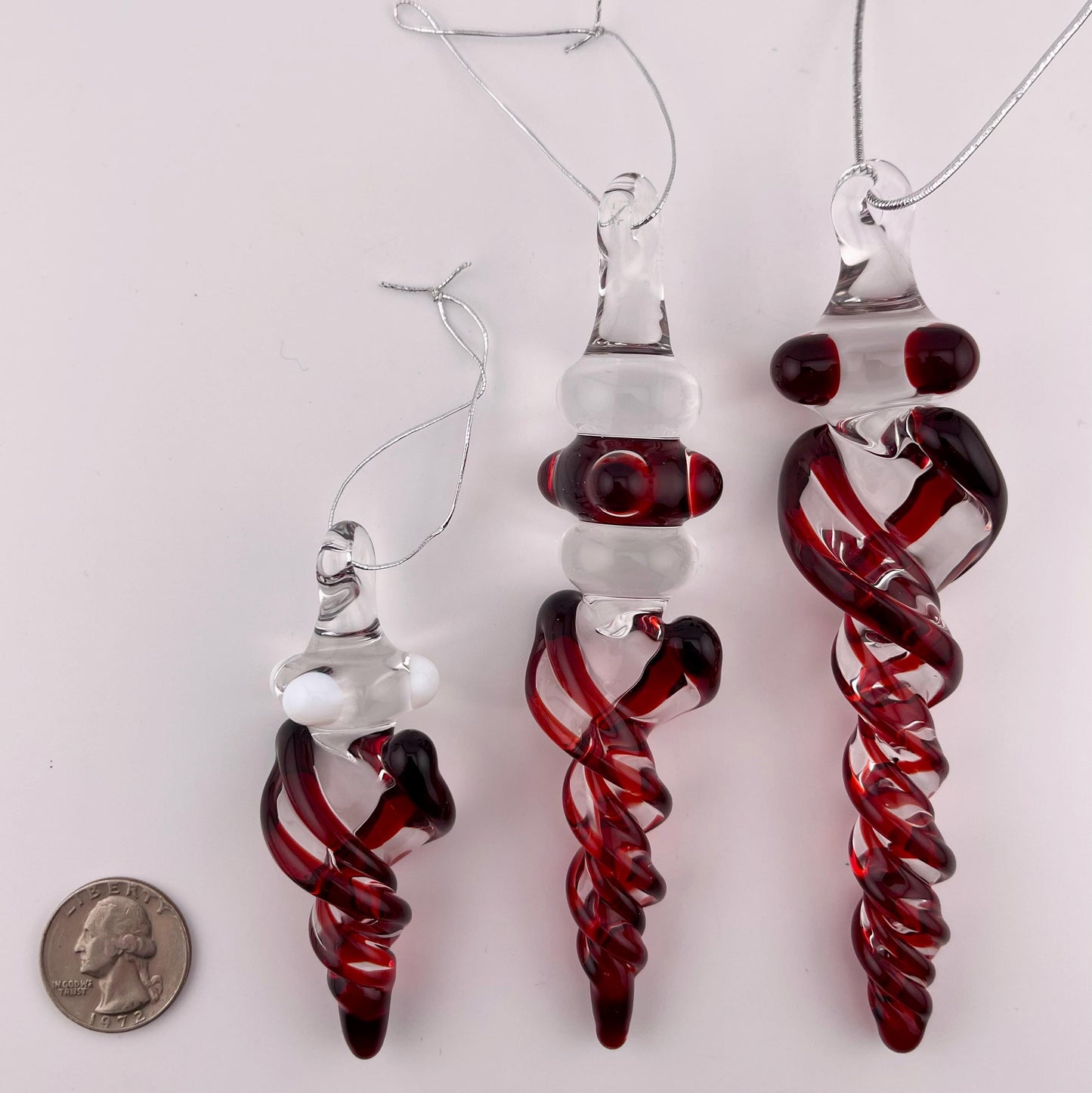 3 Pack of Elvis Red Glass Icicle Ornament Designs “Holiday Special”