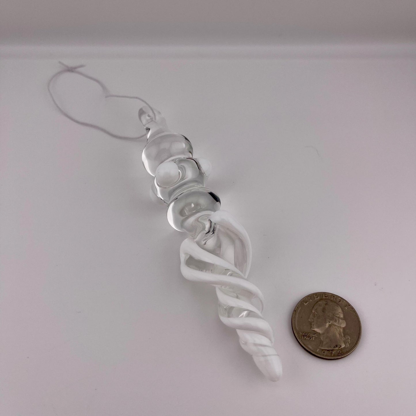 3 Pack of White Glass Icicle Ornament Designs “Holiday Special” - JeffBeckerGlass.com