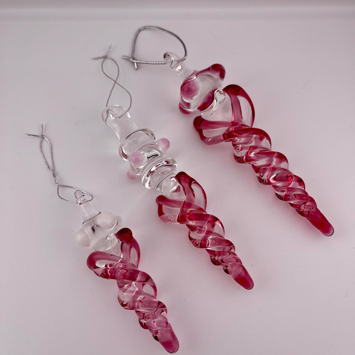 3 Pack of Gold Ruby Glass Icicle Ornament Designs “Holiday Special” - JeffBeckerGlass.com