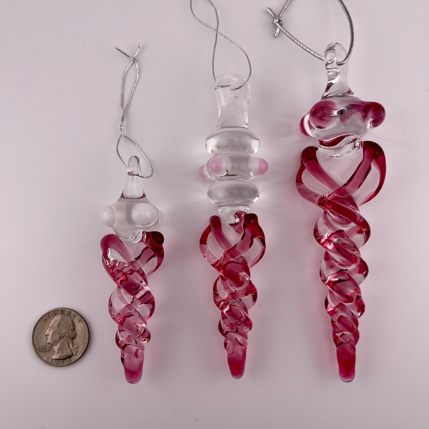 3 Pack of Gold Ruby Glass Icicle Ornament Designs “Holiday Special” - JeffBeckerGlass.com