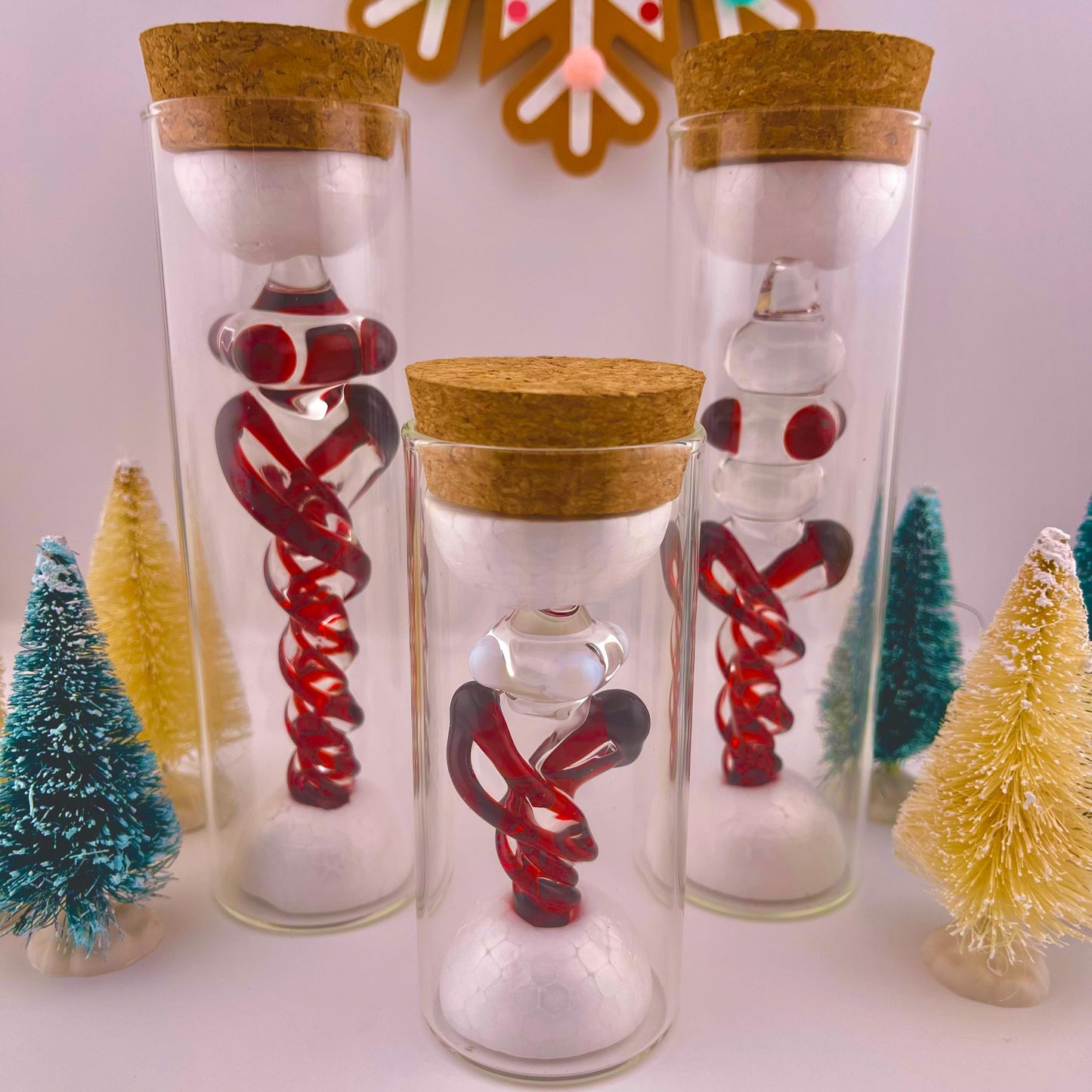 3 Pack of Elvis Red Glass Icicle Ornament Designs “Holiday Special” - JeffBeckerGlass.com