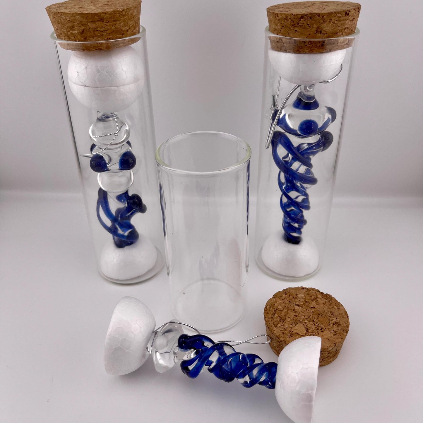 3 Pack of Cobalt Blue Glass Icicle Ornament Designs “Holiday Special” - JeffBeckerGlass.com