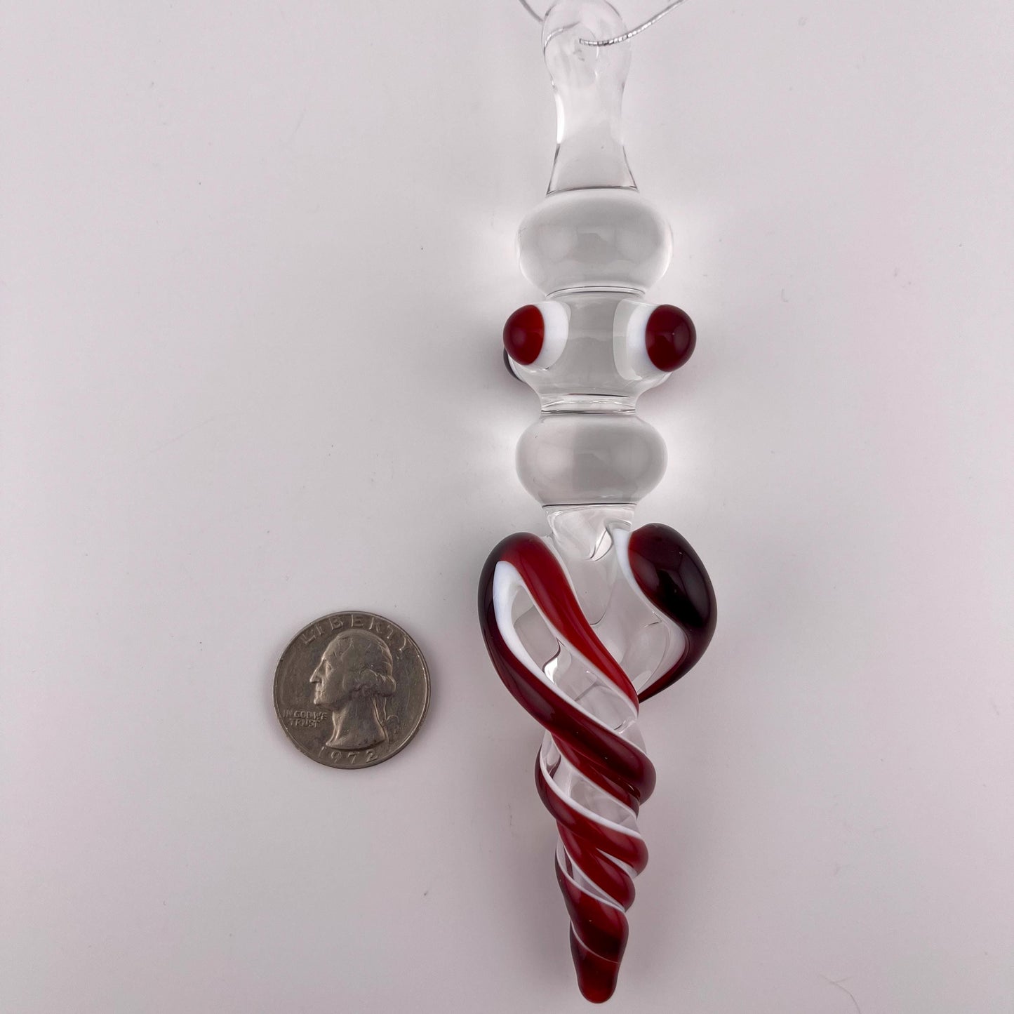 3 Pack of Elvis Red over Lotus White Glass Icicle Ornament Designs “Holiday Special” - JeffBeckerGlass.com