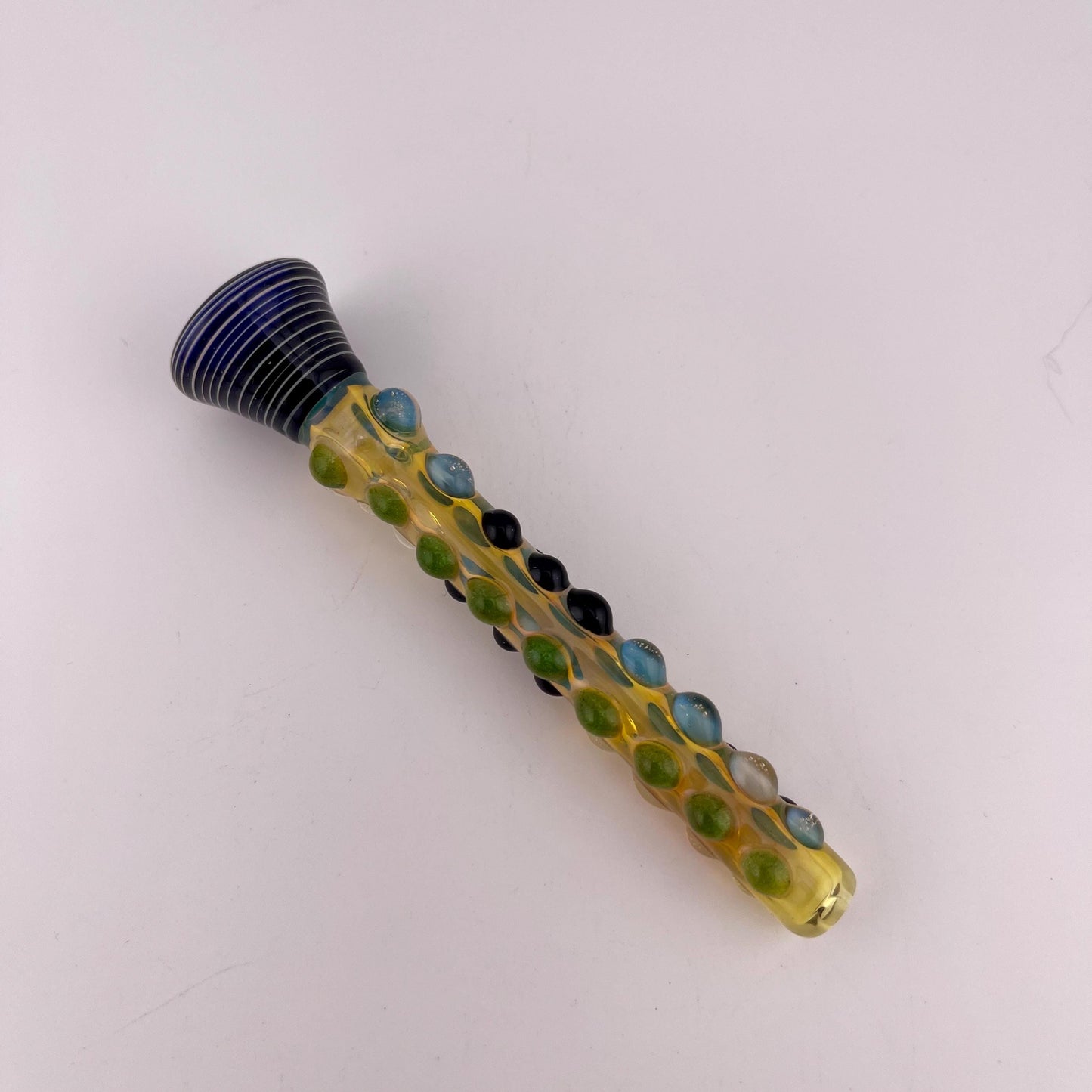 Sparkly Blue and Green Chillum Silver Fumed Pipe