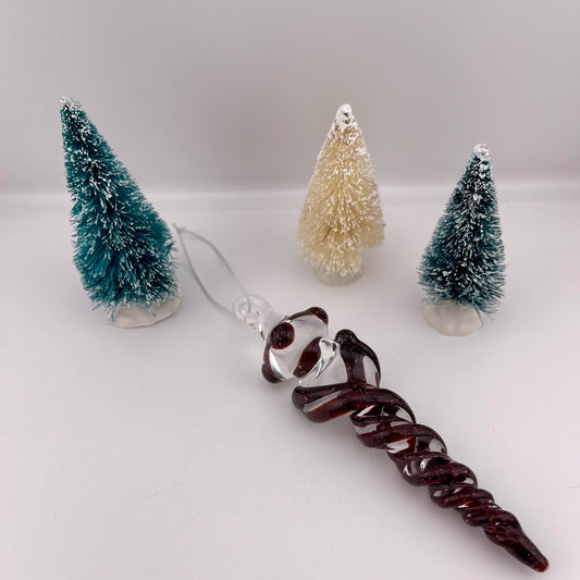 Large Dark Blizzard RedGlass Icicle Christmas Ornament - JeffBeckerGlass.com