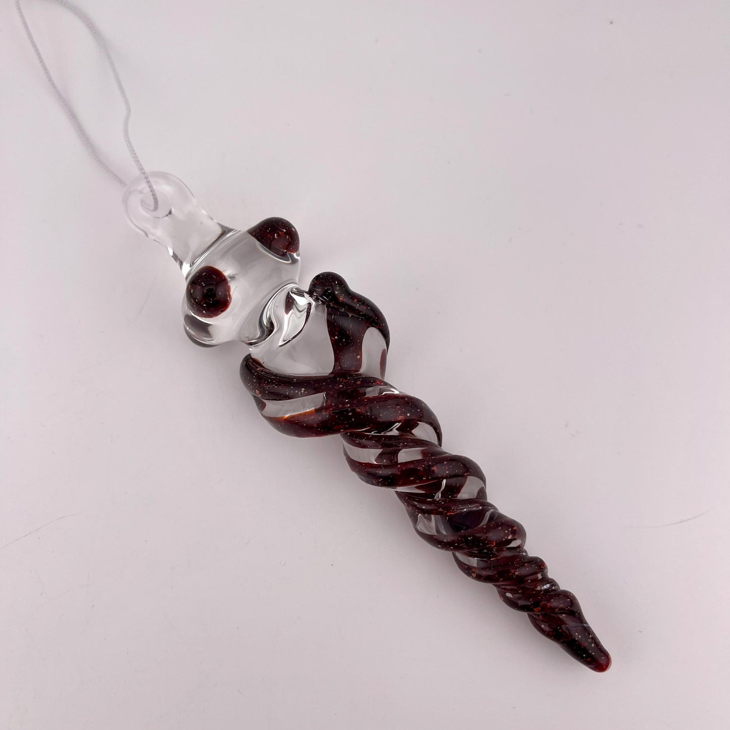 Large Dark Blizzard RedGlass Icicle Christmas Ornament - JeffBeckerGlass.com