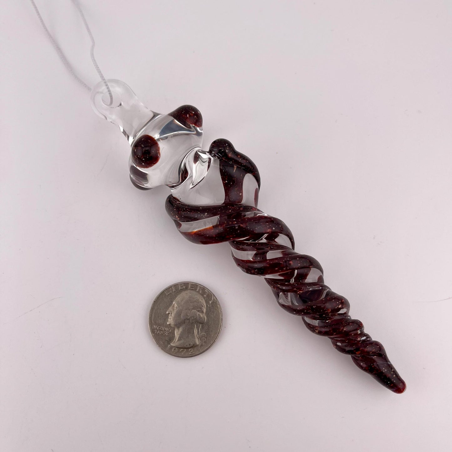 Large Dark Blizzard RedGlass Icicle Christmas Ornament - JeffBeckerGlass.com
