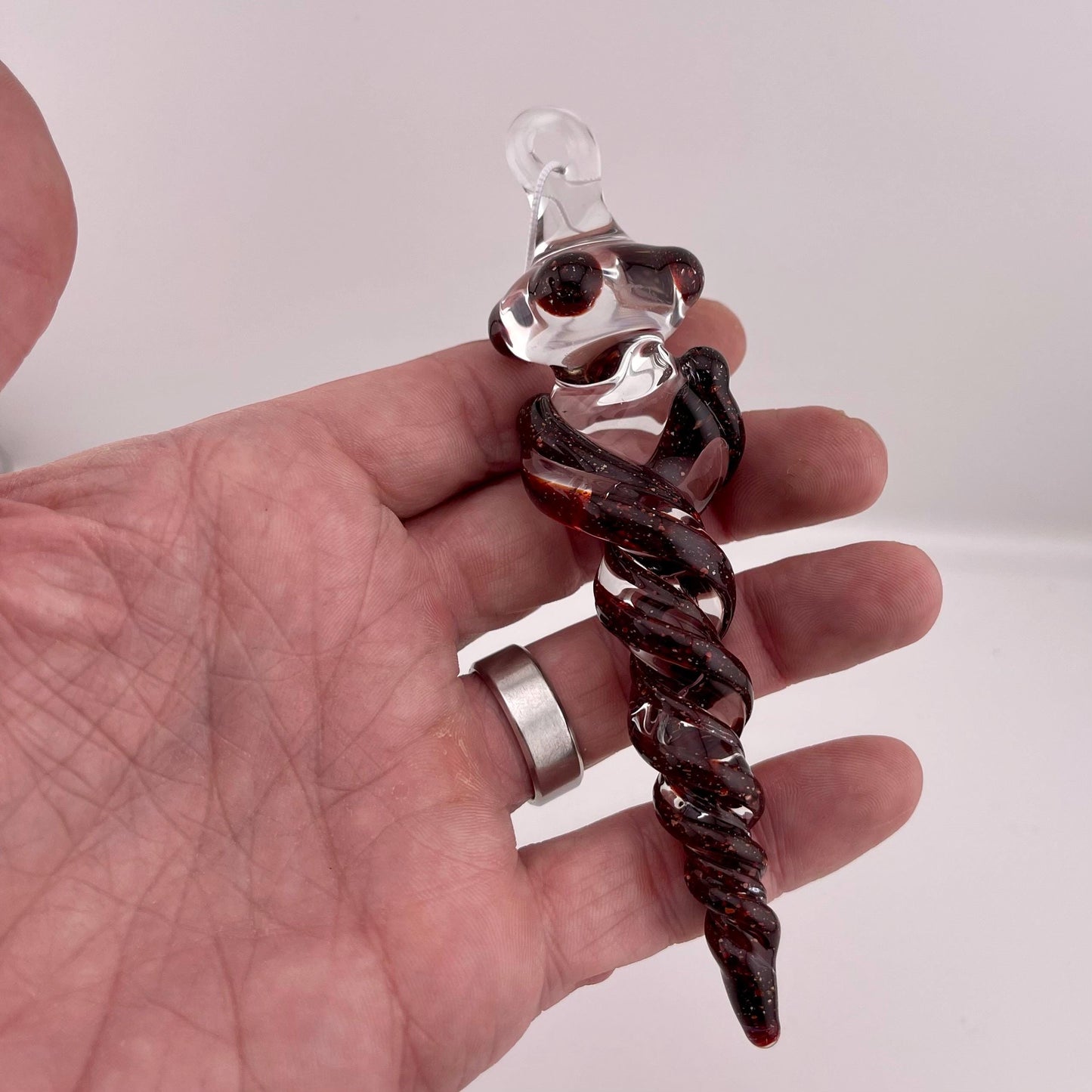 Large Dark Blizzard RedGlass Icicle Christmas Ornament - JeffBeckerGlass.com