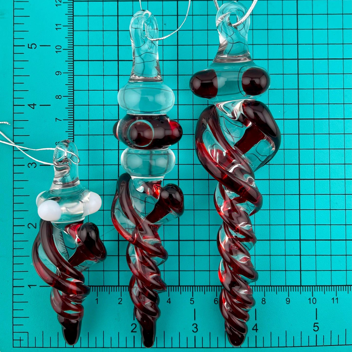 3 Pack of Elvis Red Glass Icicle Ornament Designs “Holiday Special”
