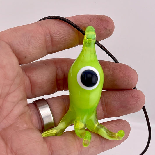 Green Slime Alien Pendant - JeffBeckerGlass.com