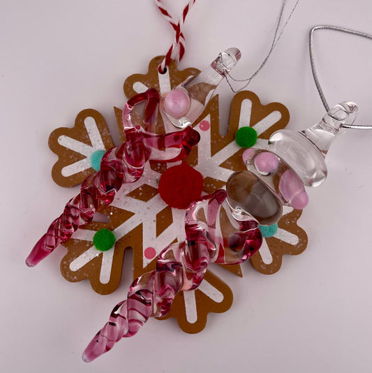 2 Pack of Gold Ruby Large and Medium Glass Icicle Ornament Designs “Holiday Special” - JeffBeckerGlass.com