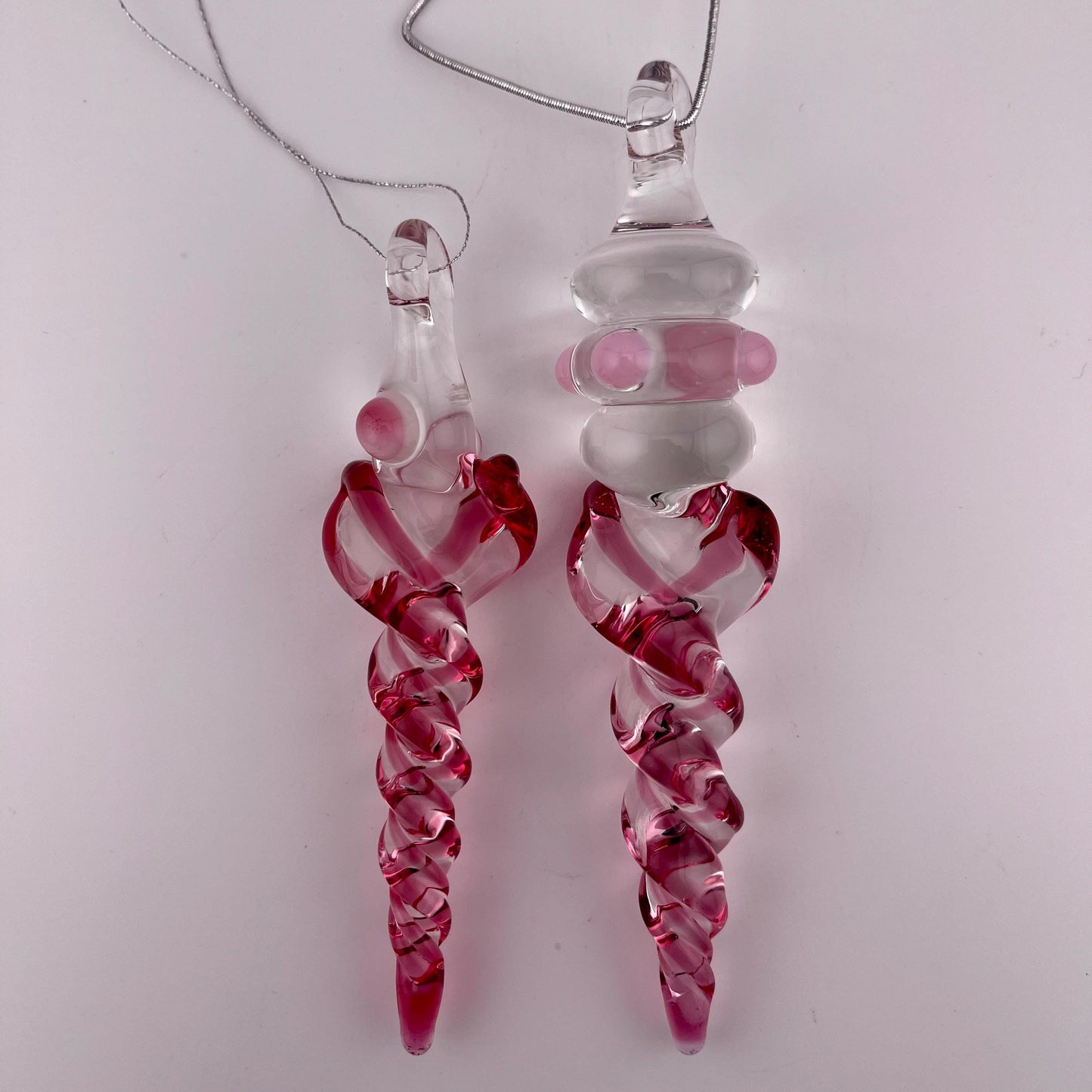 2 Pack of Gold Ruby Large and Medium Glass Icicle Ornament Designs “Holiday Special” - JeffBeckerGlass.com